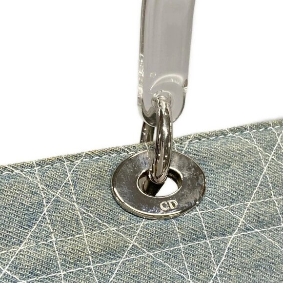 Auth DIOR/ChristianDior Lady Dior Light Blue Denim Tote Bag - Picture 10 of 16